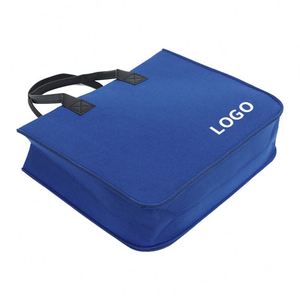 Nouveau sac fourre-tout tendance en feutre bleu avec poignées en PU pour événements publicitaires - Product Image 1