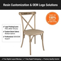 Chaise d'hôtel empilable à dossier croisé en résine Oka blonde, durable et imperméable - Design antique pour usage intérieur/extérieur