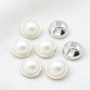 Boutons à tige en fausses perles crème blanches en forme de demi-boule, 16L, pour chemises et robes, cousus à la main - Product Image 4