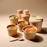 Bols à salade jetables biodégradables en papier kraft à paroi simple, imprimés en sérigraphie, multi-capacités, qualité alimentaire, Jiangsu, King Garden