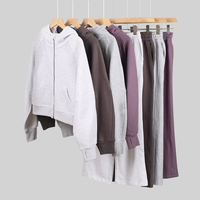 Ensemble de vêtements de sport pour femmes de la même marque, en polaire, deux pièces, pour l'hiver : veste zippée avec trous pour les pouces et pantalon de survêtement, ensemble de yoga et de fitness