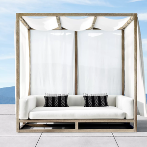 Cama Solar de Alta Calidad para Exteriores con Toldo de Teca y Refugio para el Sol - Product Image 1