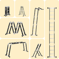Échelle Pliante Portable en Alliage d'Aluminium et Acier Carbone Épaissi, Échelle Trapézoïdale Domestique, Échelle de Chantier – Offre Spéciale