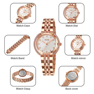 Montre à quartz authentique pour femme, en alliage de zinc avec accents de diamants, étanche, décontractée et professionnelle - Product Image 3