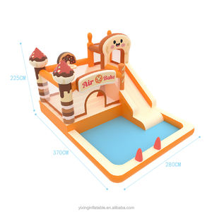 Scivolo gonfiabile della casa di rimbalzo; Castello di rimbalzo combinato asciutto e bagnato con lo stagno, i bambini e la festa del cortile dell'adulto - Product Image 2
