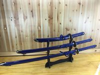 Épée Katana bleue faite à la main, ensemble de jouets, épée en bambou pour la décoration de la maison SS031