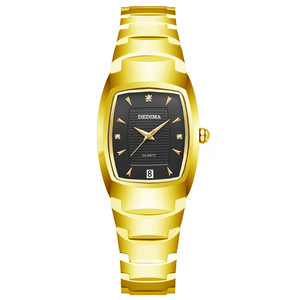 Nuova moda full gold per gli amanti degli uomini e delle donne doppio calendario impermeabile in acciaio cinturino diamante orologio commercio estero transfrontaliero - Product Image 6
