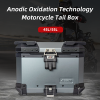 Boîte à bagages arrière pour moto en alliage d'aluminium anodisé, style luxueux, universelle, 45L 55L