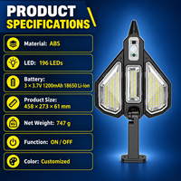 Lampe solaire LED pour rue, 6000K, détecteur de mouvement, IP65, ABS, montage mural, lampe de jardin, batterie rechargeable