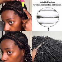 Extensions de cheveux brésiliens Remy Kinky Straight, directement de l'usine, pour tressage au crochet pré-bouclé sans nœuds, couleurs plus foncées uniquement