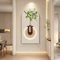 Murale hydroponique végétale verte, art mural en grès, décoration intérieure, peinture décorative, combinaison multicouche, murales LED