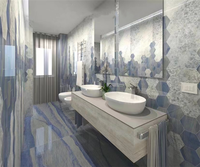 Revêtement de sol en marbre moderne de luxe, marbre bleu avec veinage blanc, carreaux de marbre