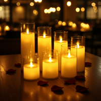 Bougie décorative électronique lumineuse simulée à tête oscillante en verre acrylique LED