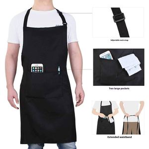 Unisex Polyester Cotton <b>Black</b> Sleeveless Bib <b>Apron</b> Custom Logo Full Printing Design Waterproof Pocket Kitchen BBQ Accessory - Product Image 1