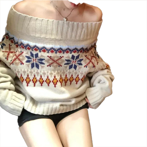 Pull pour femme en maille à col rond, style décontracté, élégant et polyvalent, tendance automne-hiver, style personnalisable, fleurs - Product Image 6