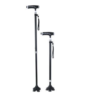 Canne de marche pour personnes âgées en alliage d'aluminium télescopique réglable antidérapante avec lumière, design minimaliste, embout en caoutchouc - Product Image 3