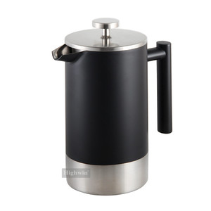 Cafetière à piston française isolée à double paroi HIGHWIN noire en acier inoxydable - Product Image 2