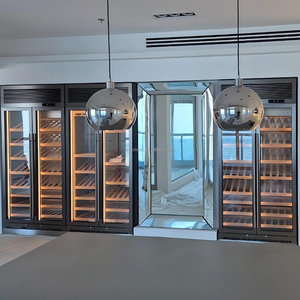 Frigorifero Cantinetta Vino in Acciaio Inossidabile con Ripiani Personalizzabili in Legno e Metallo, da Incasso o Libera Installazione per Casa e Ristorante - Product Image 5