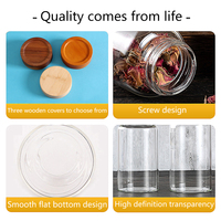 Pot à épices en verre borosilicate avec couvercle en bois de chêne, ouverture filetée, récipient de stockage pour aliments secs pour la cuisine