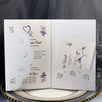 Tarjeta de invitación de boda de bolsillo azul marino láser personalizada Día de Acción de Gracias y tarjetas de invitación de cumpleaños cortadas con láser con tarjetas RSVP