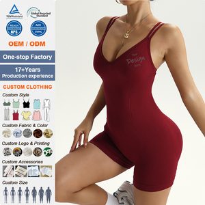 Tuta intera da yoga da donna, nuova, con doppio strato incrociato, senza maniche, ad asciugatura rapida, a costine, vestibilità slim, per allenamento e <span class=keywords><strong>sport</strong></span> - Product Image 1