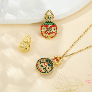 Conjunto de Colgantes Temáticos: Bestia Devoradora Dorada, Collar y Pulsera de Esmalte para Uso Diario, 12x19.5mm, 7.5x12mm, Origen Yiwu - Product Image 1