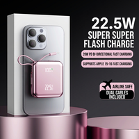 Batterie externe portable 22,5 W à charge rapide avec deux câbles pour iPhone et appareils Android