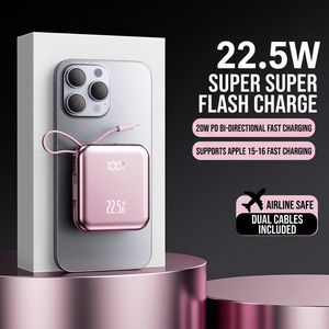 พาวเวอร์แบงค์พกพา 22.5W ชาร์จเร็ว พร้อมสายชาร์จคู่ สำหรับ iPhone และอุปกรณ์ Android - Product Image 1