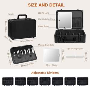 BINGO Estuche de Maquillaje para Exteriores Personalizable OEM/ODM de 15"x11" con Espejo Iluminado, Soporte para Brochas, Impermeable, Organizador de Viaje de 15L, Antipolvo - Product Image 4