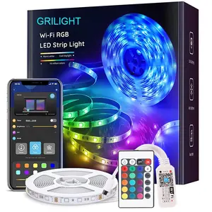 Diskon besar peralatan LED sinkronisasi musik kontrol suara Google Home Alexa Tuya 5M 10M cerdas WIFI 5050 RGB lampu Strip LED