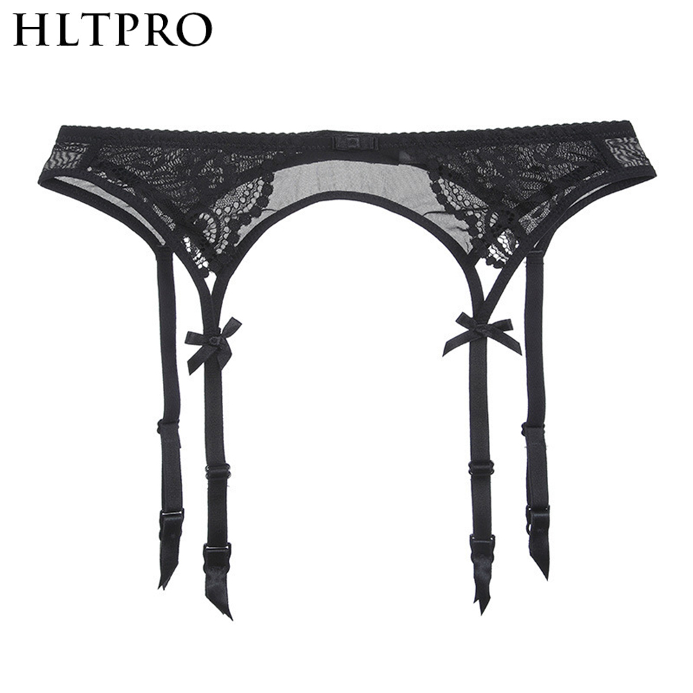 HLTPRO Lace Garter Belt Sexy Black Stocking Suspenders for Women Lingerie with 4 Vintage Clips for Stocking