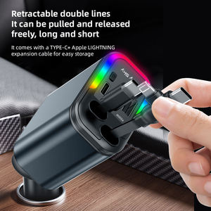 Station de charge rapide USB-C pour <span class=keywords><strong>voiture</strong></span> électrique, chargeur de téléphone 5-en-1 rétractable en PC, 20W, avec veilleuse StarLight et <span class=keywords><strong>adaptateur</strong></span> rapide - Product Image 2