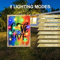 Drapeau de jardin lumineux double face en polyester 12*18 pouces, éclairé par LED solaire, drapeau de jardin arc-en-ciel Gay LED lumineux