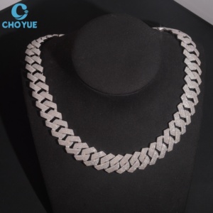 Performance Factory Direct Sale S925 Sterling <b>Silver</b> Pave Moissanite Cuban Link Chain Popular Iced Out <b>Men</b> Women Fashion Jewelry - Product Image 5