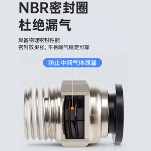 Copper Plated Nickel Pneumatic <b>Quick</b> Connect Coupler PC8 02 Threaded Straight Through <b>Connector</b> - Product Image 4