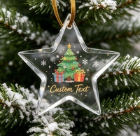 Pendentif en cristal pentagramme transparent pouvant servir de décoration de sapin de Noël ou pour la gravure et l'impression DIY