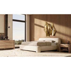 Muebles de Dormitorio Modernos, Cama King/Queen con Estructura de Madera y Panel de Tela - Product Image 3