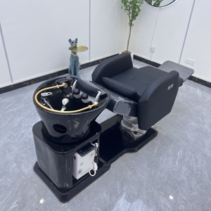 Lit de lavage de cheveux rotatif et réglable avec positions assises et allongées confortables, idéal pour une utilisation en salon et le confort du client - Product Image 1