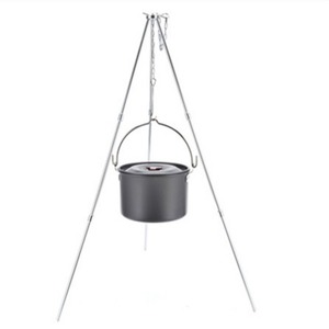 Portable pliable 1mm d'épaisseur en alliage d'aluminium trépied fournitures de Camping en plein air avec support de feu de joie <span class=keywords><strong>suspendu</strong></span> <span class=keywords><strong>Pot</strong></span> étagère gril pour les voyages - Product Image 2