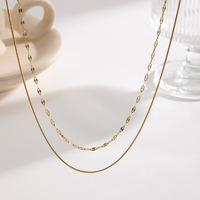 Collier et bracelet superposés en chaînes serpent et lèvres, plaqué or 18 carats, pour femme, bijoux tendance TGXL14293