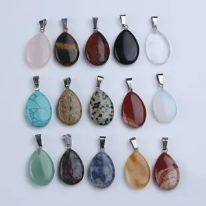 Drop Shape Natural Semi-precious Crystal Druzy Stone Crafts Healing Point Pendant Necklace For Women Jewelry