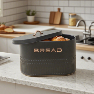 SET 4 pezzi Set da cucina <span class=keywords><strong>in</strong></span> metallo contenitore ovale per il pane e biscotti rotondi <span class=keywords><strong>in</strong></span> scatola per caffè e contenitori di zucchero - Product Image 4