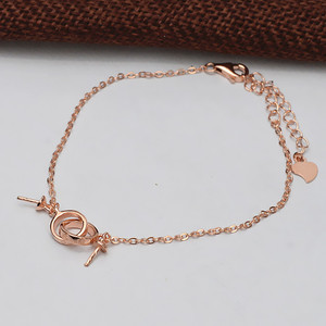 S925 <b>Silver</b> Double Pearl <b>Bracelet</b> Women's Handmade DIY Jewelry with Personalized <b>Rope</b> Empty Handband Accessories - Product Image 4