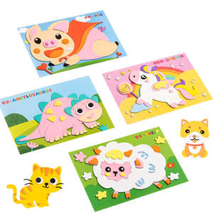 Kit d'artisanat pour enfants nouvellement conçu 5 Styles de 3D fait à la main bricolage jouets créatifs dessin animé Animal feutre tissu autocollants - Product Image 6