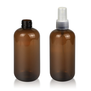 Bouteilles rondes Boston en plastique PET ambre 8 oz avec capuchon de disque noir à col 24/410 - Product Image 3