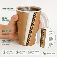 Gobelet à café jetable imperméable de 8 oz, double paroi, en papier kraft épaissi, pour boissons chaudes, fabriqué en Chine, isolant thermique et anti-brûlure