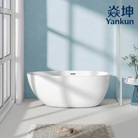 Baignoire ovale moderne luxueuse autoportante en acrylique de 67 pouces avec massage par air et sol ergonomique antidérapant pour petite salle de bain