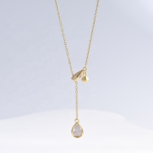 Collar de Plata 925 con Diseño de Gota de Agua, Estrella de Circonio, Chapado en Oro, Geométrico, con Borla, para Mujer, Precio de Fábrica - Product Image 1