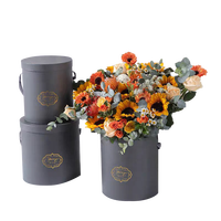 Boîte en papier de carton de fleur de cylindre en gros Emballage de boîte-cadeau rond de logo de estampage à chaud de conception libre personnalisée pour le bouquet de fleurs