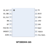 Waytronic WT2003H4-16S 16 Pin Asli, Chip Suara Flash Khusus, Speaker MP3, IC Suara